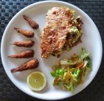 Pfifferlingsauflauf mit Grundeln und Salat; Foto Michael 4.6.25