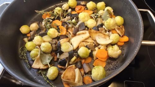 Gemüsepfanne mit Birkenpilzen; Foto Christine 11.10.25 Gemüsepfanne mit Birkenpilzen; Foto Christine 11.10.25
