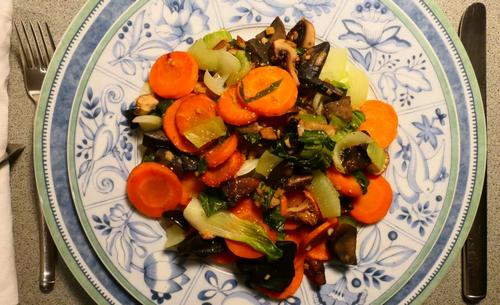 Vegetarisches Essen mit Pilzen; Foto Christine 5.11.23