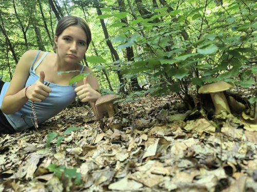 Emy hat zwei Steinpilze gefunden; Foto Piero 9.8.25 Emy hat zwei Steinpilze gefunden; Foto Piero 9.8.25