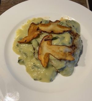 Gebratene Steinpilzscheiben mit Zucchinimus; Foto Tobias 26.10.25 Gebratene Steinpilzscheiben mit Zucchinimus; Foto Tobias 26.10.25