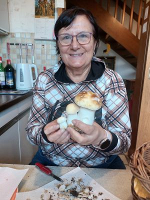 Ivanka mit 3 Steinpilzen; Foto Heinz 5.11.25 Ivanka mit 3 Steinpilzen; Foto Heinz 5.11.25