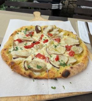 Köstliche Steinpilzpizza; Foto Rolf 5.8.25