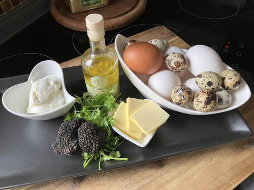 Zutaten für Brouillade de Truffe; Foto Heike 20.7.24